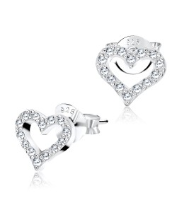 Gorgeous CZ Heart Shaped Silver Ear Stud STS-3562